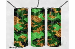 Camo Glitter 20oz Skinny Tumbler Design Sublimation PNG Product Image 1
