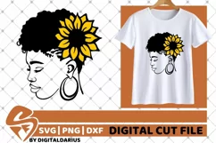 Black Woman with Sunflower svg, Natural Hair svg, Melanin Product Image 2