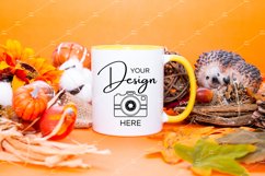 Mug Mockup 11 Oz Blank White Coffee Cup Yellow Handle Fall Product Image 1