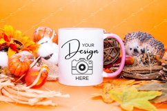 Mug Mockup 11 Oz Blank White Coffee Cup Pink Handle Fall Product Image 1