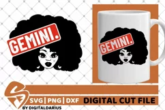 Gemini Zodiac Sign svg, Horoscope svg, Black Woman svg, Afro Product Image 1