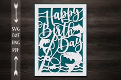 Happy Birthday card papercut svg laser cut cricut template Product Image 2