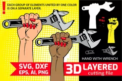 3d Female hand holden wrench svg, black girl power Labor day Product Image 1