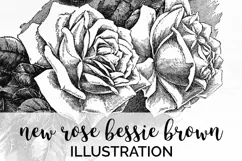 Rose Clipart Black and White - Floral Illustration Bessie Product Image 1