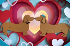 Valentine 3D Shadow Box SVG Sausage Dogs Layered Paper Cut Product Image 11