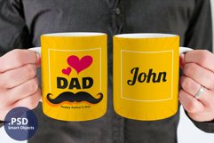 Two mugs mockup with man, Man holding two coffee mugs mockup Product Image 2