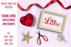 Sign Love SVG, Valentine Day SVG, Bird SVG, Heart SVG Product Image 1