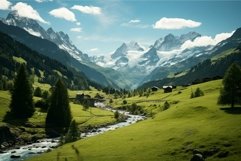 Serene Swiss alps path. Generate Ai Product Image 1