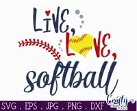 Live Love Softball SVG | Softball Svg Design Cut File Product Image 2
