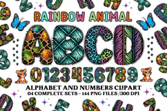 Rainbow Animal Alphabet png clipart, animal letters doodle Product Image 1