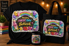 Happy First Day of School PNG | Back to School Design Product Image 1