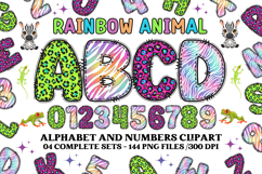 Rainbow Animal Alphabet png clipart, animal letters doodle Product Image 1
