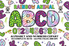 Rainbow Animal Alphabet png clipart, animal letters doodle Product Image 1