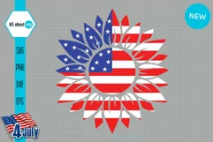 Patriotic Sunflower Svg, USA Flag Sunflower Svg Product Image 2