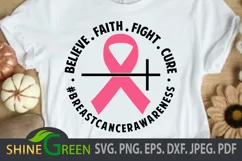 Breast Cancer svg Believe Pink Ribbon #BreastCancerAwareness Product Image 1