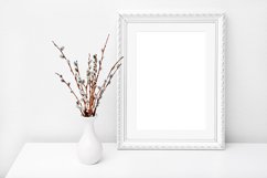 Wooden frame mockup in white interior Product Image 1