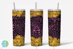 Skinny Tumbler Sublimation Design - Sunflower Leopard Print Product Image 4