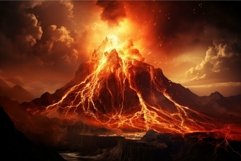 Volcanic eruption in dramatic apocalyptic landscape Product Image 1