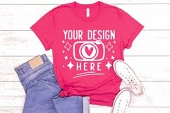 Bella Canvas 3001 Heather Rasberry Mockup, Unisex Tshirt Moc Product Image 1