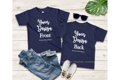 Kids Front &amp; Back Navy Tshirt Mockup, Teen Shirt Mock Up Product Image 1