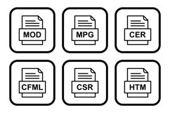 Set Of File Formats Icons Product Image 1