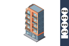Modern apartment building vector with balconies and large wi Product Image 1