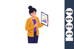 Businesswoman showing growth chart on clipboard with smiling Product Image 1