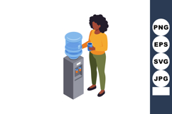 Woman filling cup with water from office water cooler in cas Product Image 1