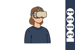 Woman wearing virtual reality headset exploring digital worl Product Image 1