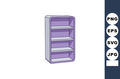 Purple empty bookshelf with four shelves simple modern stora Product Image 1