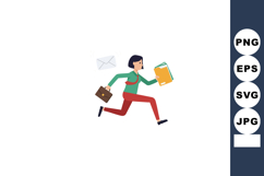 Businesswoman running with briefcase and documents in hand f Product Image 1
