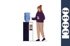 Woman filling glass with water from office water cooler in c Product Image 1