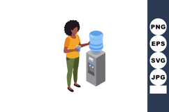 Woman filling water cup from office water cooler dispenser i Product Image 1