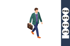 Businessman walking with briefcase wearing green jacket purp Product Image 1