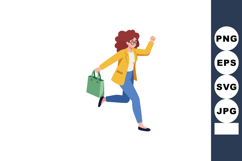 Woman walking with green bag casual outfit yellow jacket blu Product Image 1