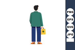 Man holding first aid kit standing in casual clothes from ba Product Image 1