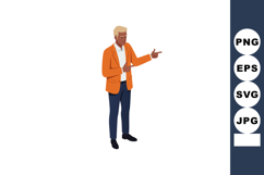 Businessman in orange jacket pointing gesture with confident Product Image 1