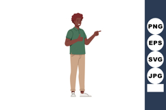 Young man with curly hair giving thumbs up and pointing fing Product Image 1