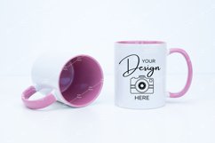 Mug Mockup 11 Oz Blank White Coffee Cup Pink Handle Product Image 1
