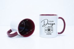 Mug Mockup 11 Oz Blank White Coffee Cup Dark Red Handle Product Image 1