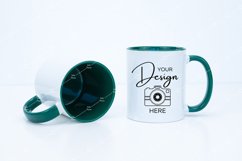 Mug Mockup 11 Oz Blank White Coffee Cup Green Handle Product Image 1
