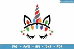 Unicorn Face with Christmas Lights SVG PNG DXF EPS PDF Product Image 2