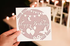 Birthday Card SVG paper cut file, Paper Cutting Paper craft Product Image 3