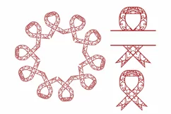 Cancer Ribbon Mandala Floral Paper Cut, Decorative Ribbon Product Image 2
