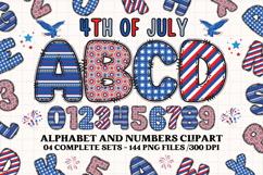 4th July Alphabet png clipart, independence letters doodle Product Image 1