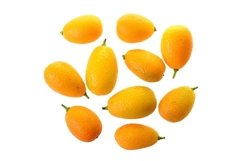 Stock Photo - Group of fresh kumquat close up top view. Product Image 1