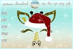 Giraffe Face with Santa Hat Christmas SVG DXF EPS PDF PNG Product Image 1