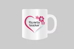 Heart with Flower SVG. FAVORITE TEACHER SVG. Product Image 4