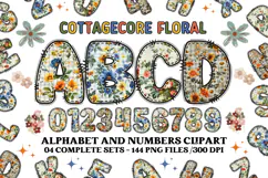 Cottagecore Alphabet png clipart, Floral letters doodle Product Image 1