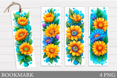 Floral Bookmark Design. Flowers Bookmark Sublimation Product Image 1